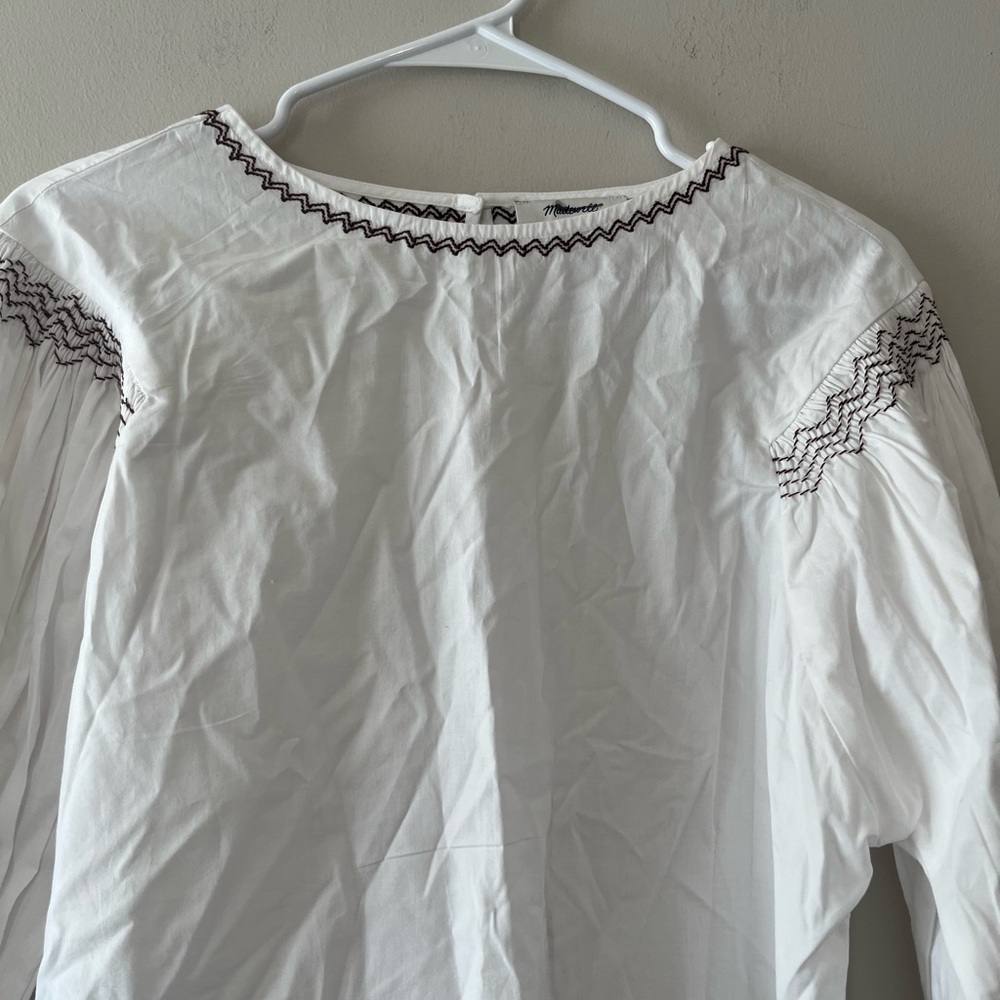 Madewell Embroidered Poplin Balloon-Sleeve Top size S - Picture 4 of 12
